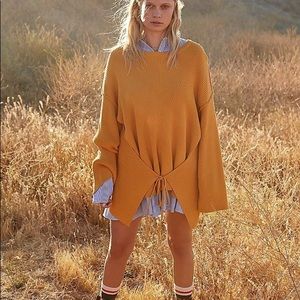 Free People Brig Pullover Sweater Mustard Yellow XS